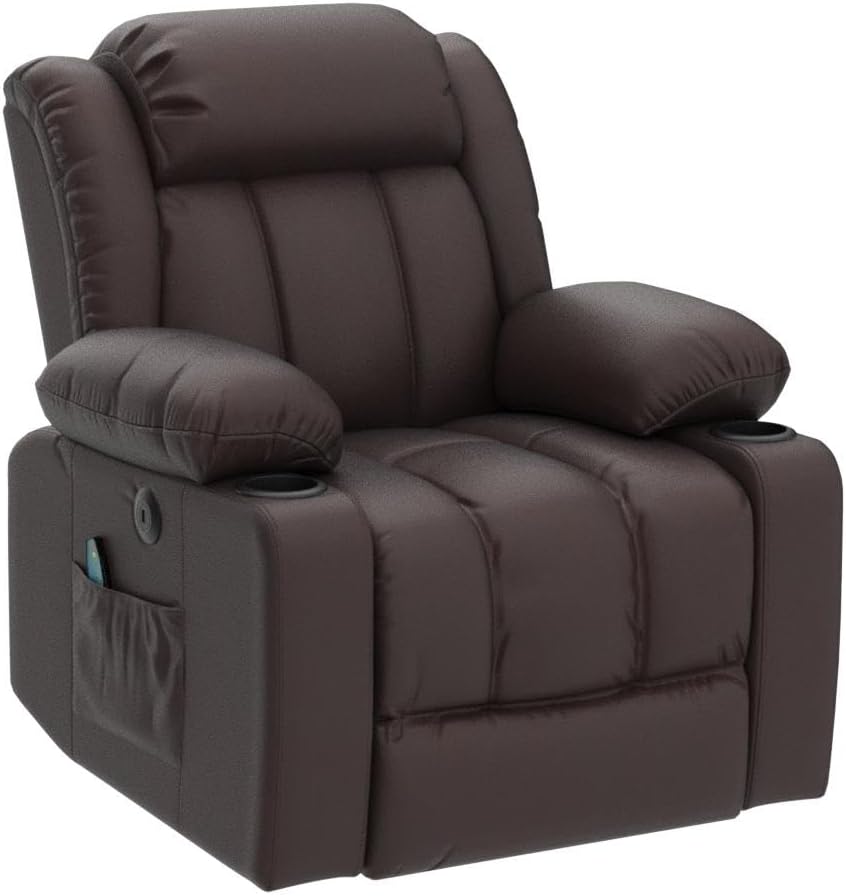 COOSLEEP Power Lift Recliner Chair Massage Heat Elderly Brown