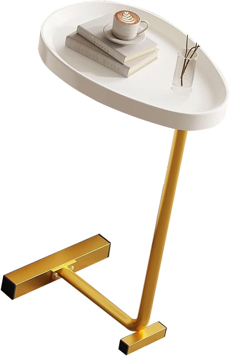 C Shaped Side Table, Compact Coffee Table, Living Room, Gold