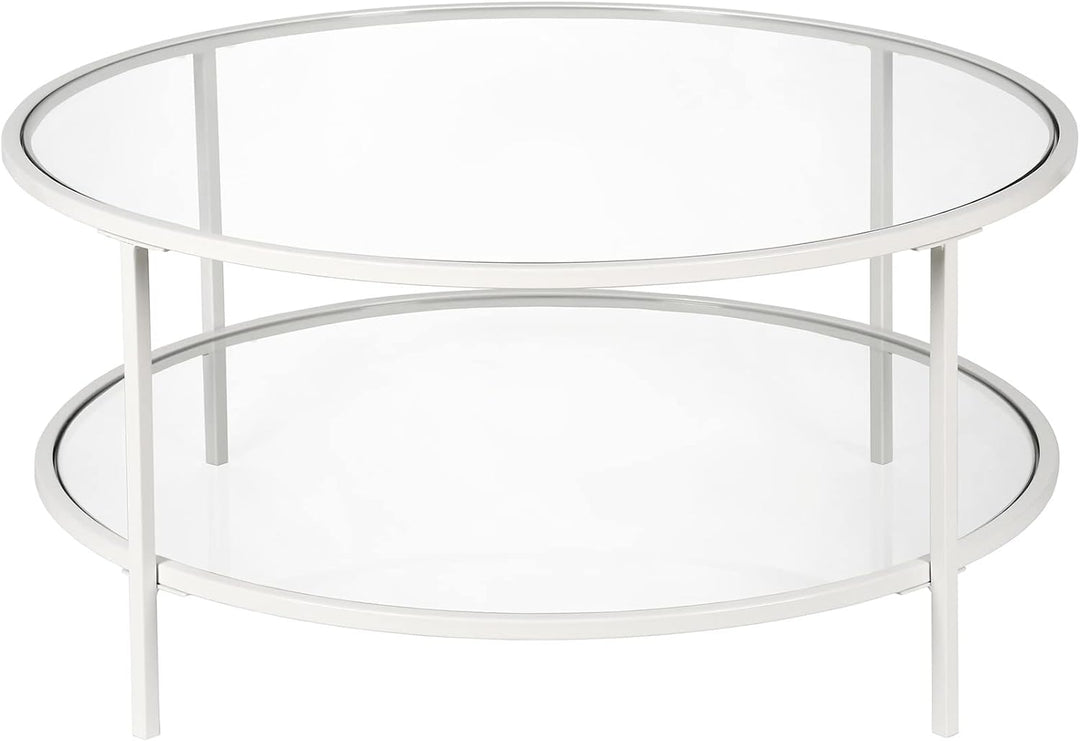 Elegant Round Coffee Table with Glass Top, Modern Design