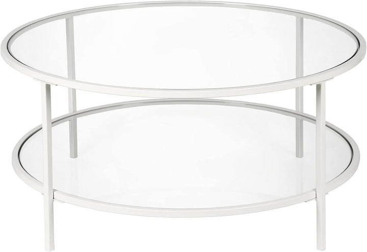 Elegant Round Coffee Table with Glass Top, Modern Design