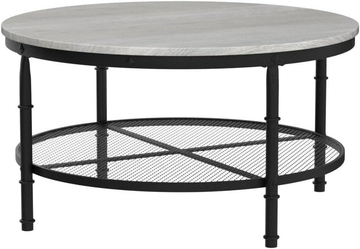 Best Choice Products 2-Tier Round Industrial Coffee Table, Gray