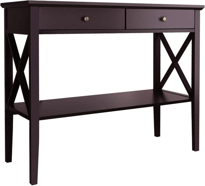 Console Table with Drawers, Narrow Wood Accent Espresso