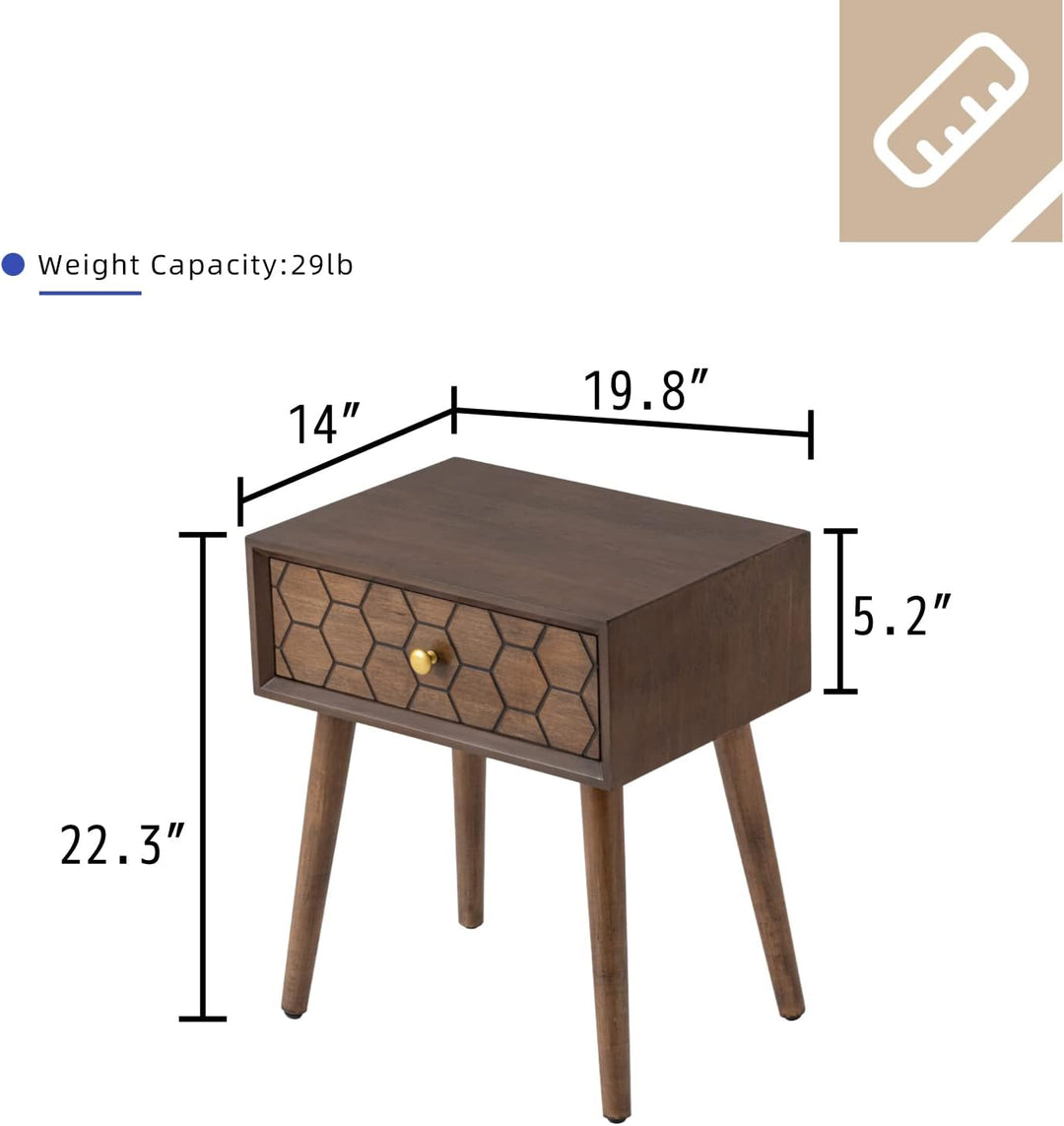 Modern End Table 1 Drawer Bedside Nightstand