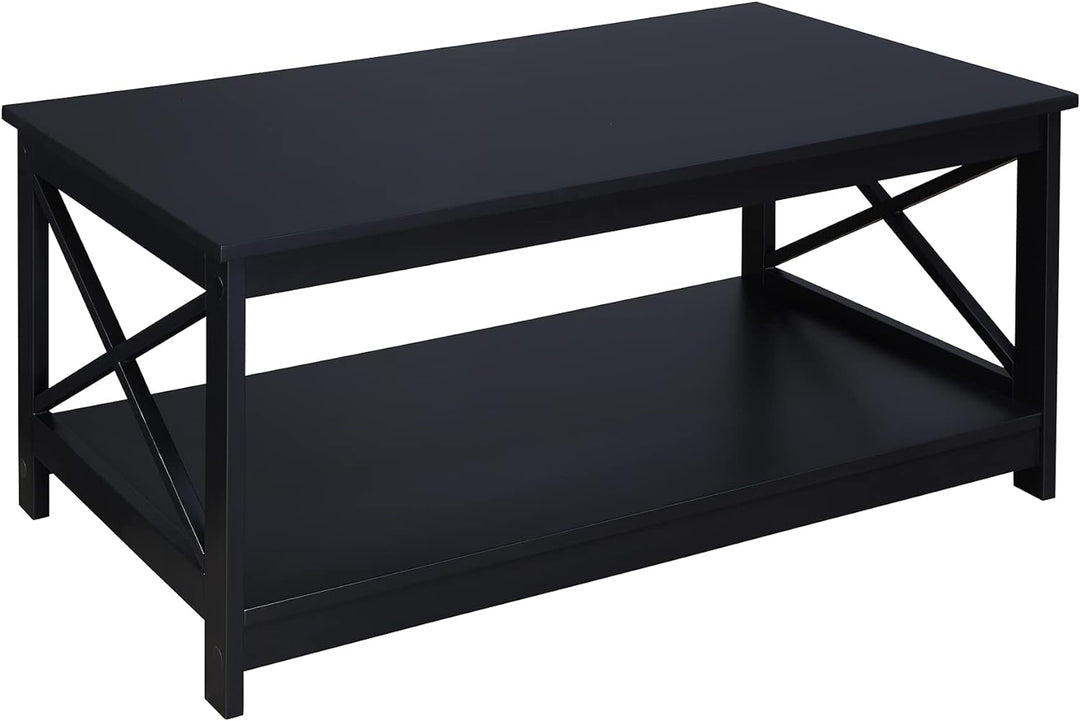 Convenience Concepts Oxford Coffee Table with Shelf, Black