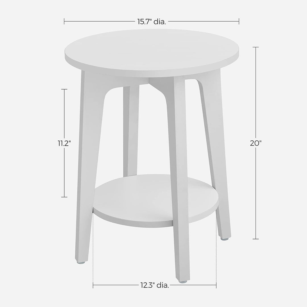 Round Side Table, End Table, Nightstand, White