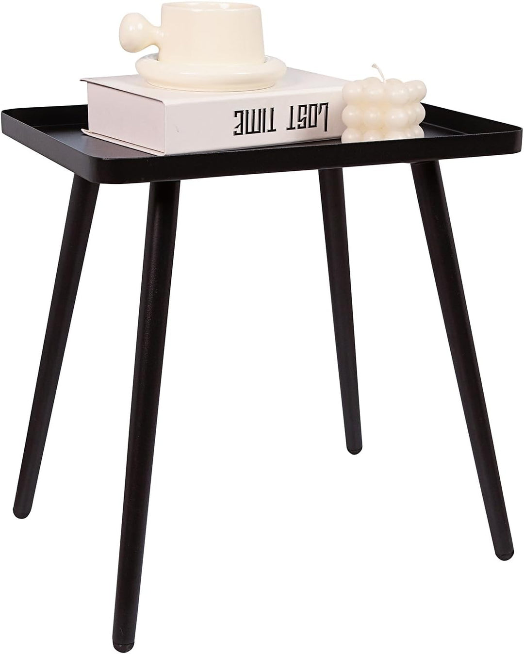 Black Side/End Table, Small Accent Table for Living Room Bedroom Balcony Office, Modern Bedside Table Home Decor, Small Indoor & Outdoor Side Table