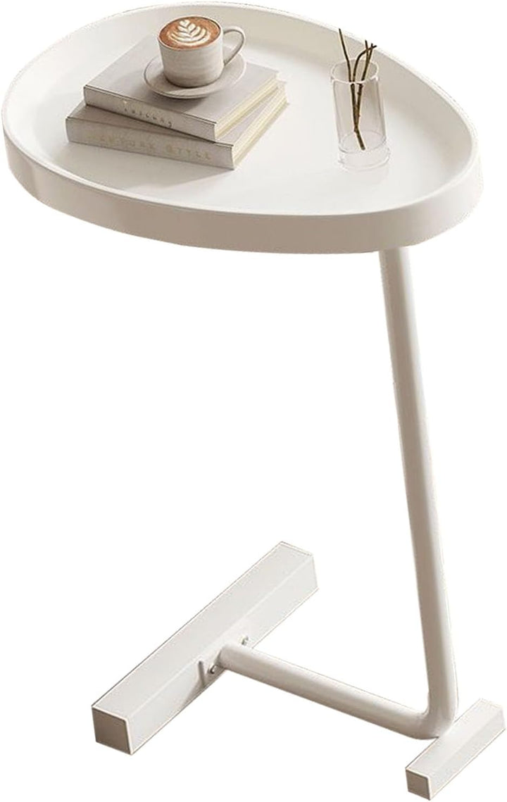 C Shaped Side Table, Compact Coffee Table, Living Room, White