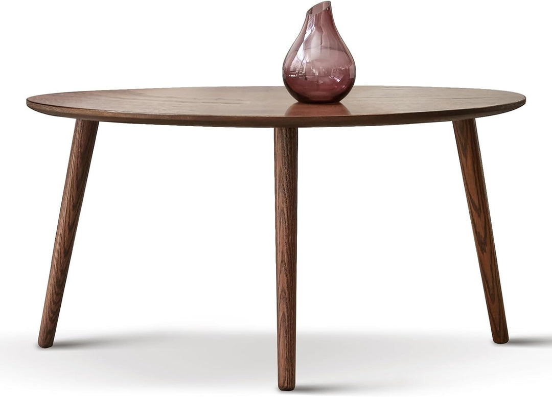 100 percent Solid Oak Oval Coffee Table, Modern Nesting, Walnut