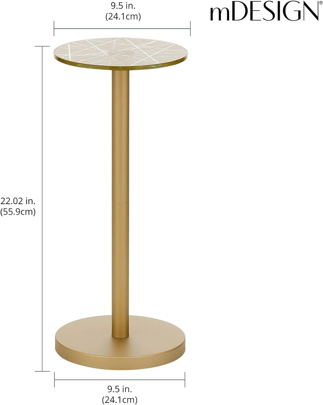 Glass Top Side Table - Modern Round Accent Stand