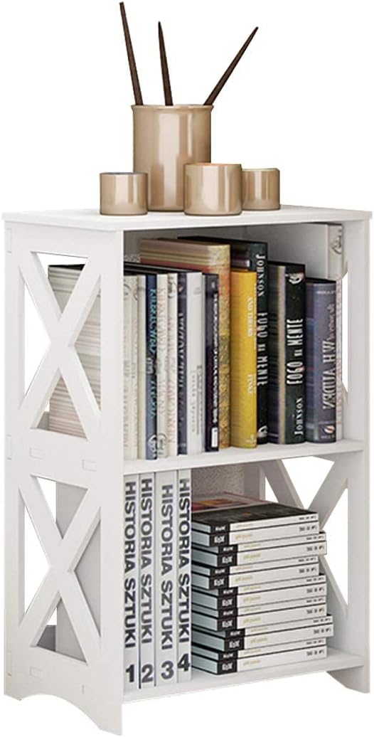 3-Tier End Table White Compact Nightstand Shelf