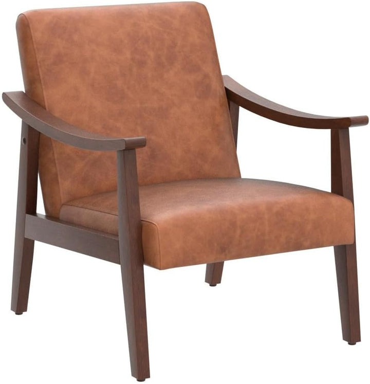 PU Leather Accent Chair, Mid-Century Modern