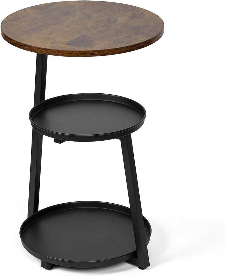 Round Side Table, 3 Tier Coffee Table, Industrial