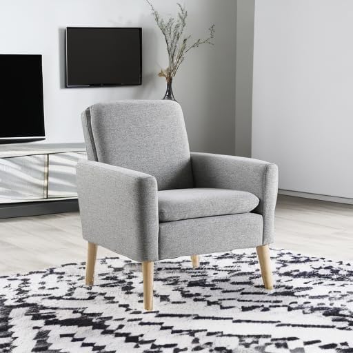 Mid-Century Modern Accent Chair Fabric Upholstered - Grey