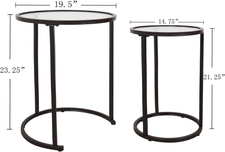 Round Side Tables Black End Tables Set Modern Nesting