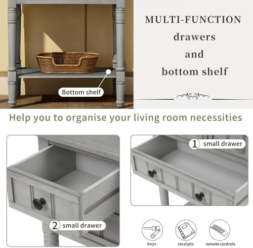 Narrow Console, Slim Sofa Table with Drawers