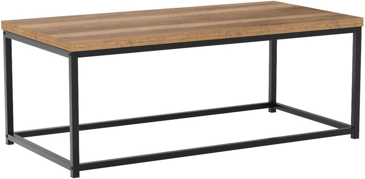 Modern Industrial Rectangular Coffee Table, Rustic Accent Furniture, Brown