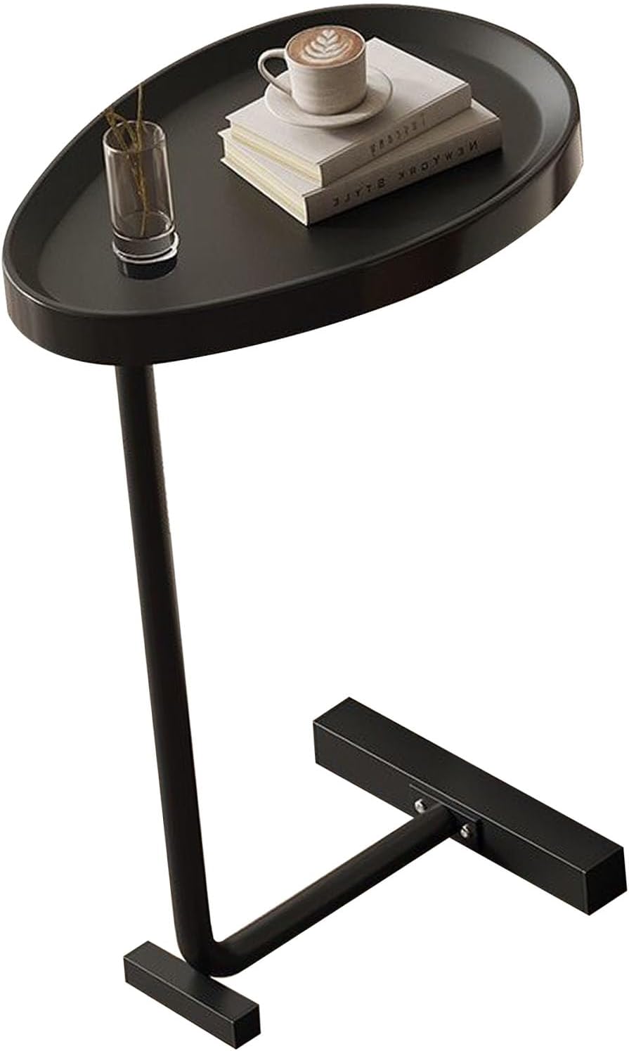 C Shaped Side Table, Compact Coffee Table, Living Room, Black