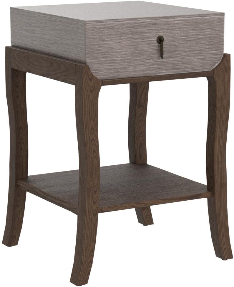 2-Tier Farmhouse Bedside Table, Wood Accent End Table