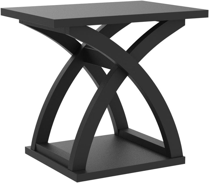 End Table, Modern Side Table with Storage Black