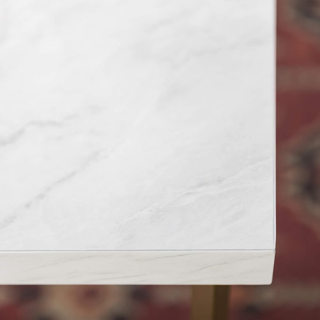 Mid-Century Modern Marble and Gold Coffee Table with Shelf