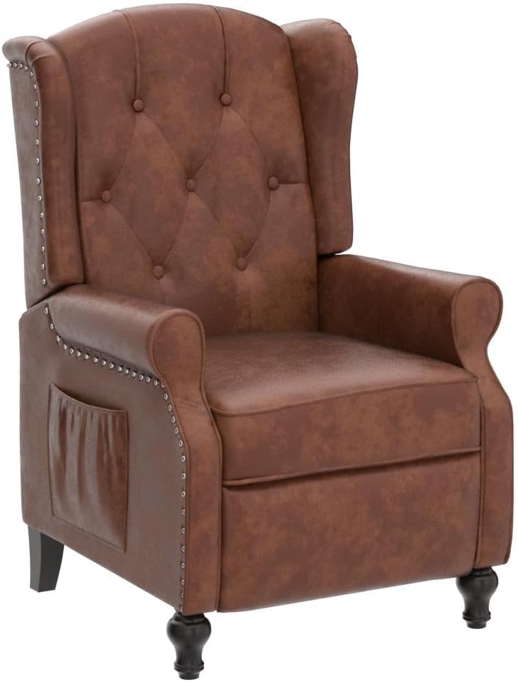 Wingback Recliner Chair, Heat Massage PU Leather Sofa