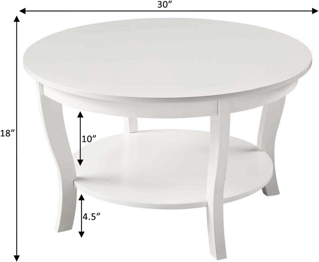 Convenience Concepts American Heritage Round Coffee Table, White