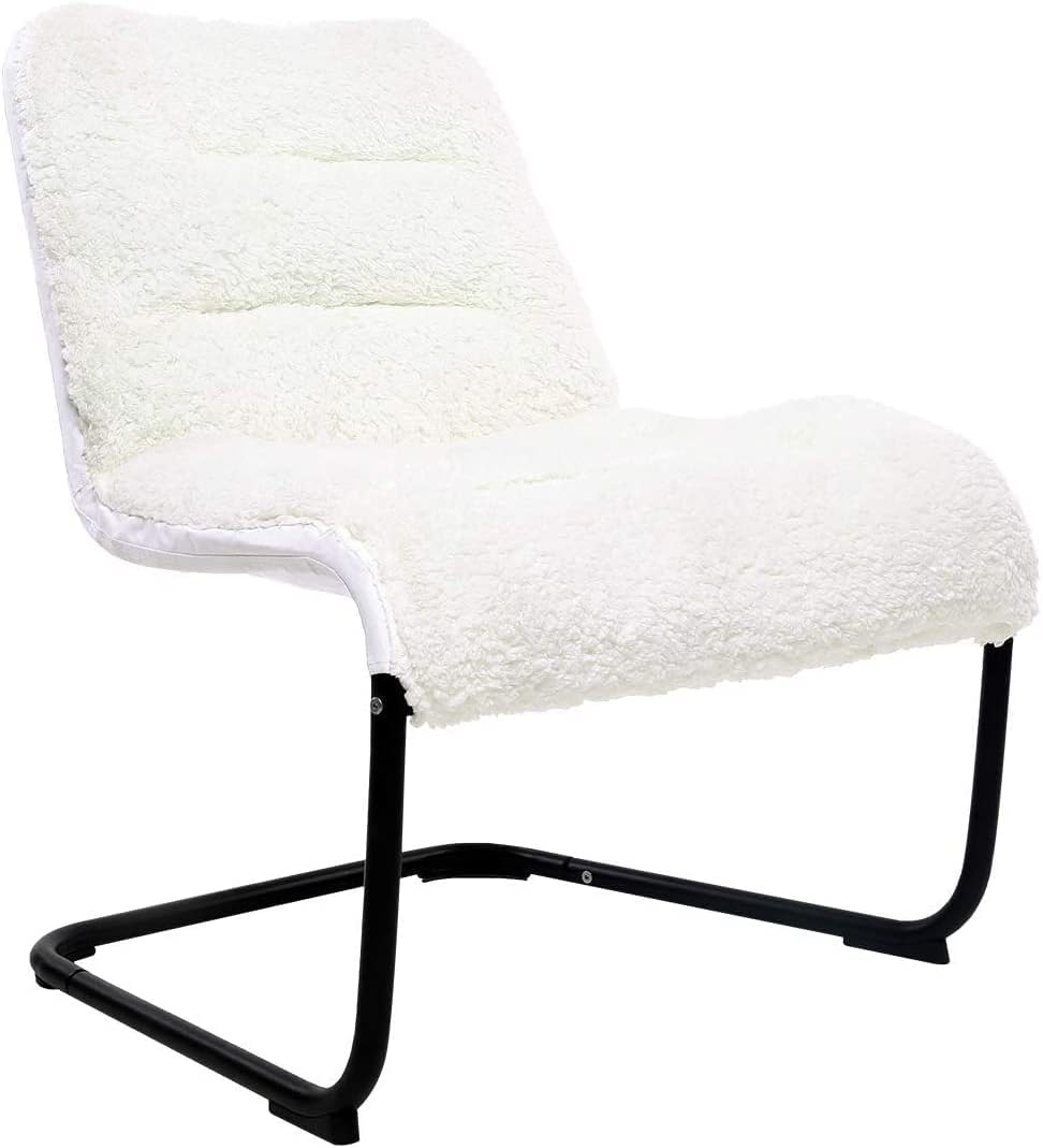 Upholstered Metal-Framed Lounge Chair, White