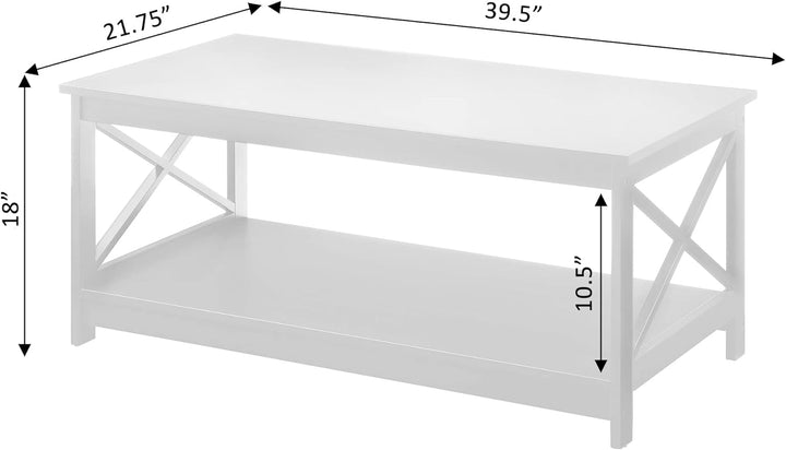 Convenience Concepts Oxford Coffee Table with Shelf, White