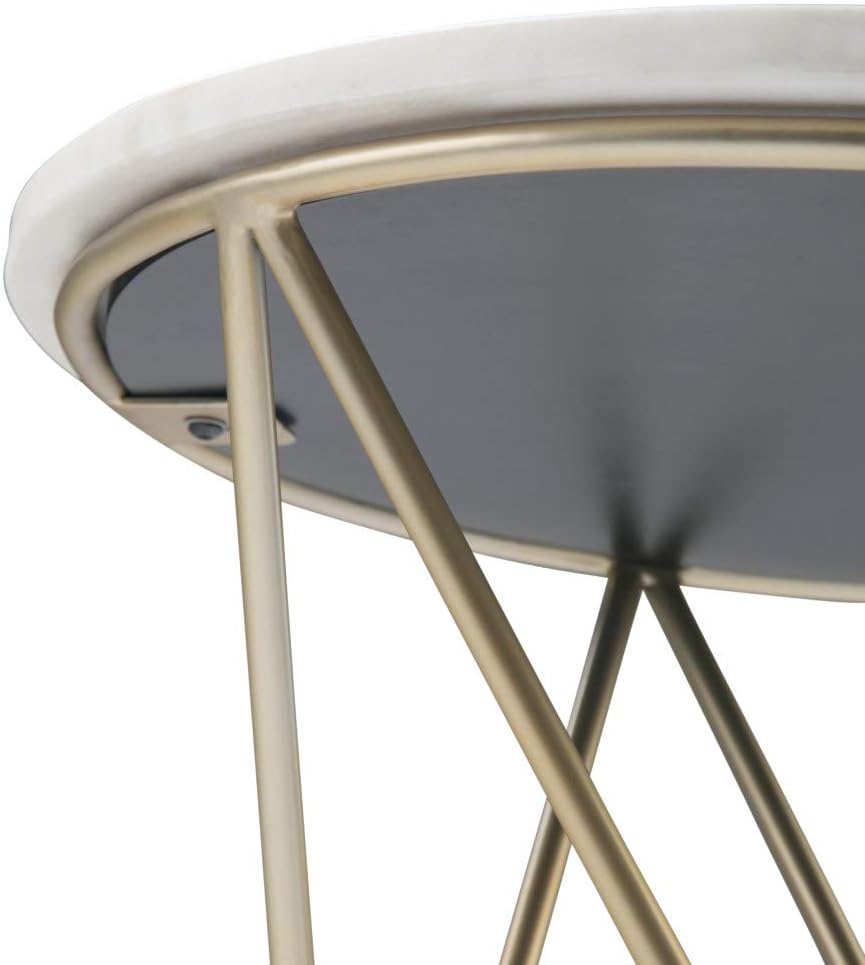 Gabon 18" Metal Accent Side Table White/Gold