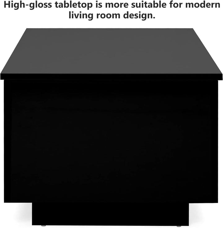 High Gloss Lift Top Coffee Table with LED Lighting, Black