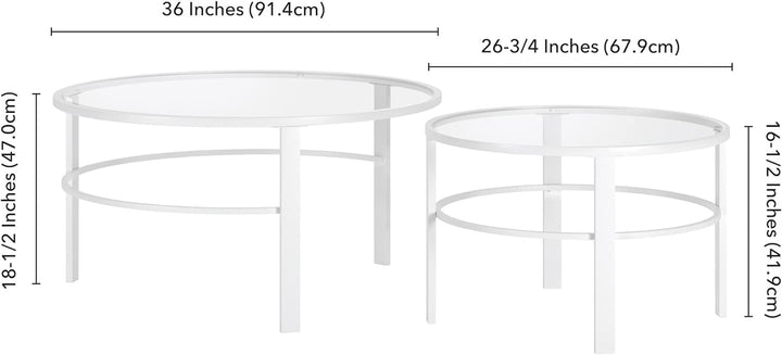 Henn&Hart Round Nested Coffee Table, Modern Living Room, White