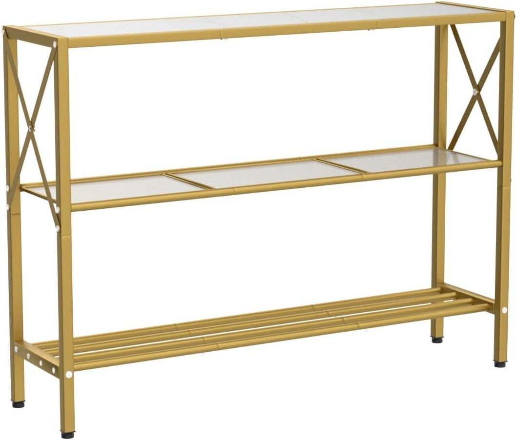 Gold Console Table, 3 Tier Entryway Hallway