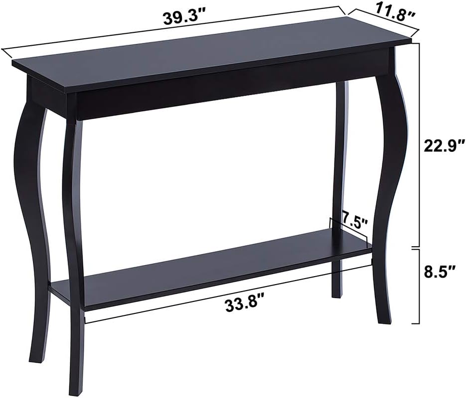 Narrow Console Table Black Accent Sofa Entryway