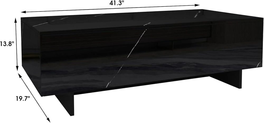 Elegant Marble Rectangle Coffee Table, Black