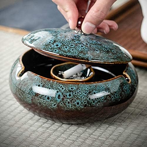 5.7" Ceramic Ashtray with Lids, Smoking Ash Tray