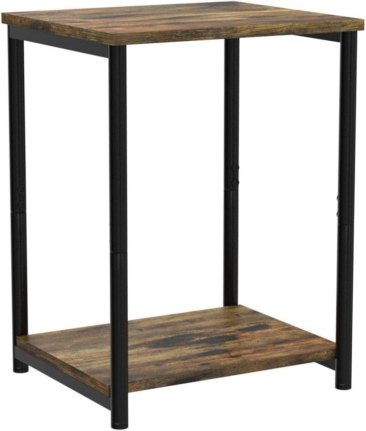 Side Tables Set of 2, Rustic Brown Black ULET272B01