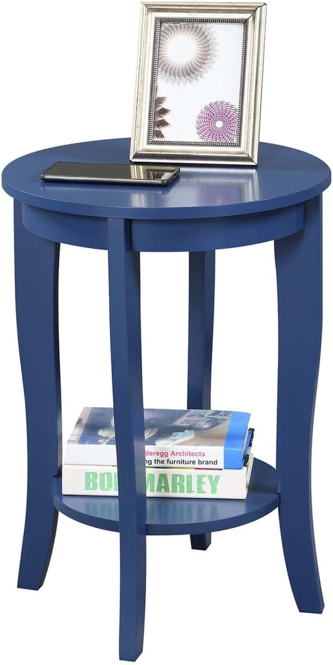 American Heritage Round End Table, Cobalt Blue