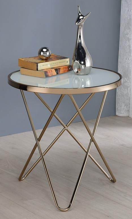 Rustic Round Coffee Table, Champagne