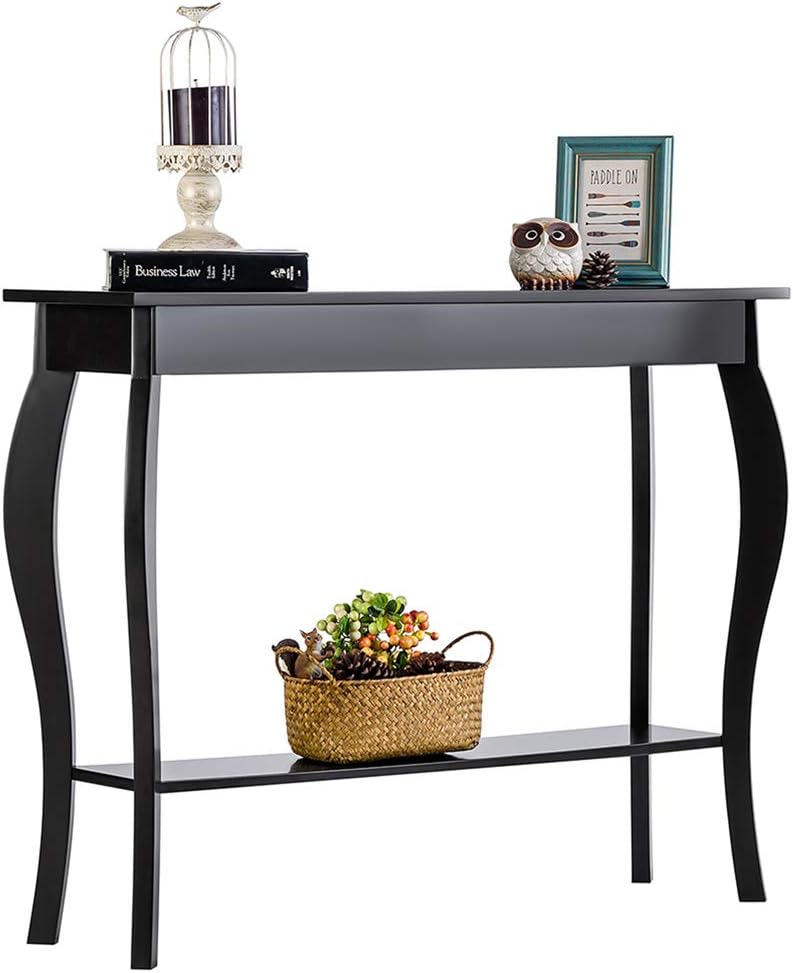 Narrow Console Table Black Accent Sofa Entryway