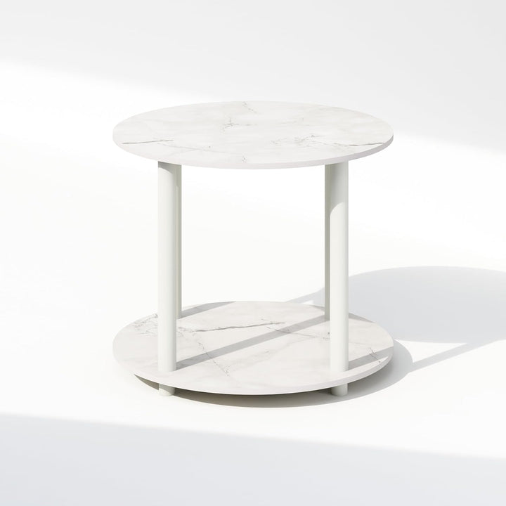 Furinno Turn-N-Tube End Tables, Marble White