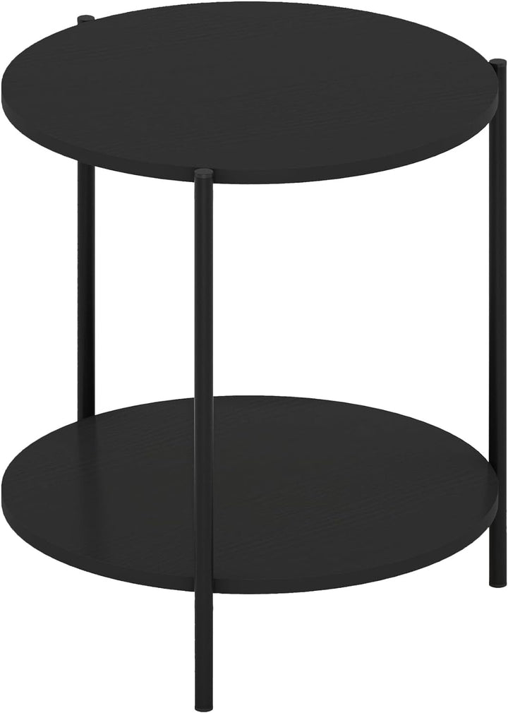 Furinno Besi 2-Tier Modern Round Side End Table, Americano