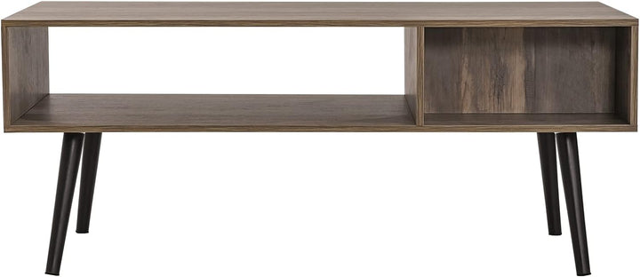 Rustic Oak Coffee Table with Storage, Drawer, and Shelf