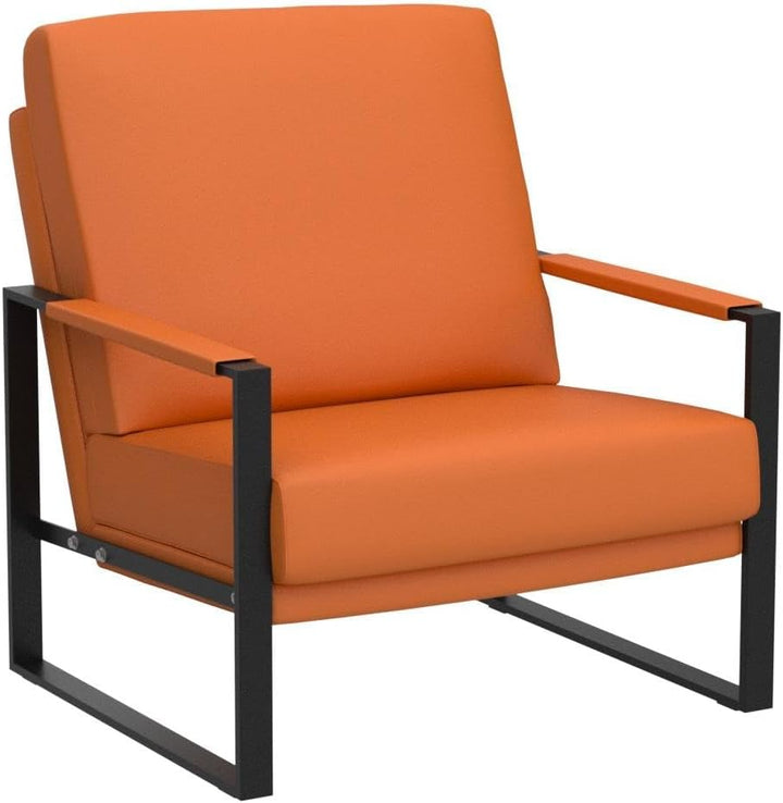 Modern PU Leather Accent Chair, Orange