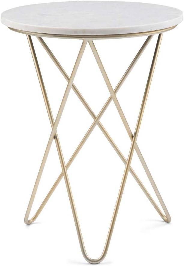 Gabon 18" Metal Accent Side Table White/Gold