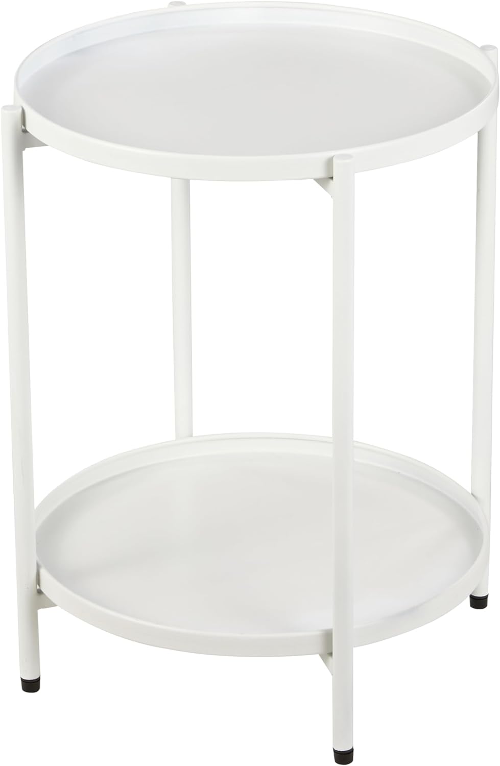 2 Tier Round Metal Side Table, Folding End Tables