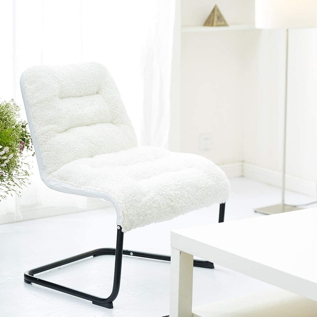 Upholstered Metal-Framed Lounge Chair, White