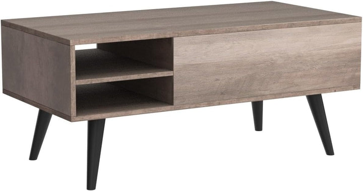 Lift Top Coffee Table with Hidden Storage, Adjustable Shelf, Greige