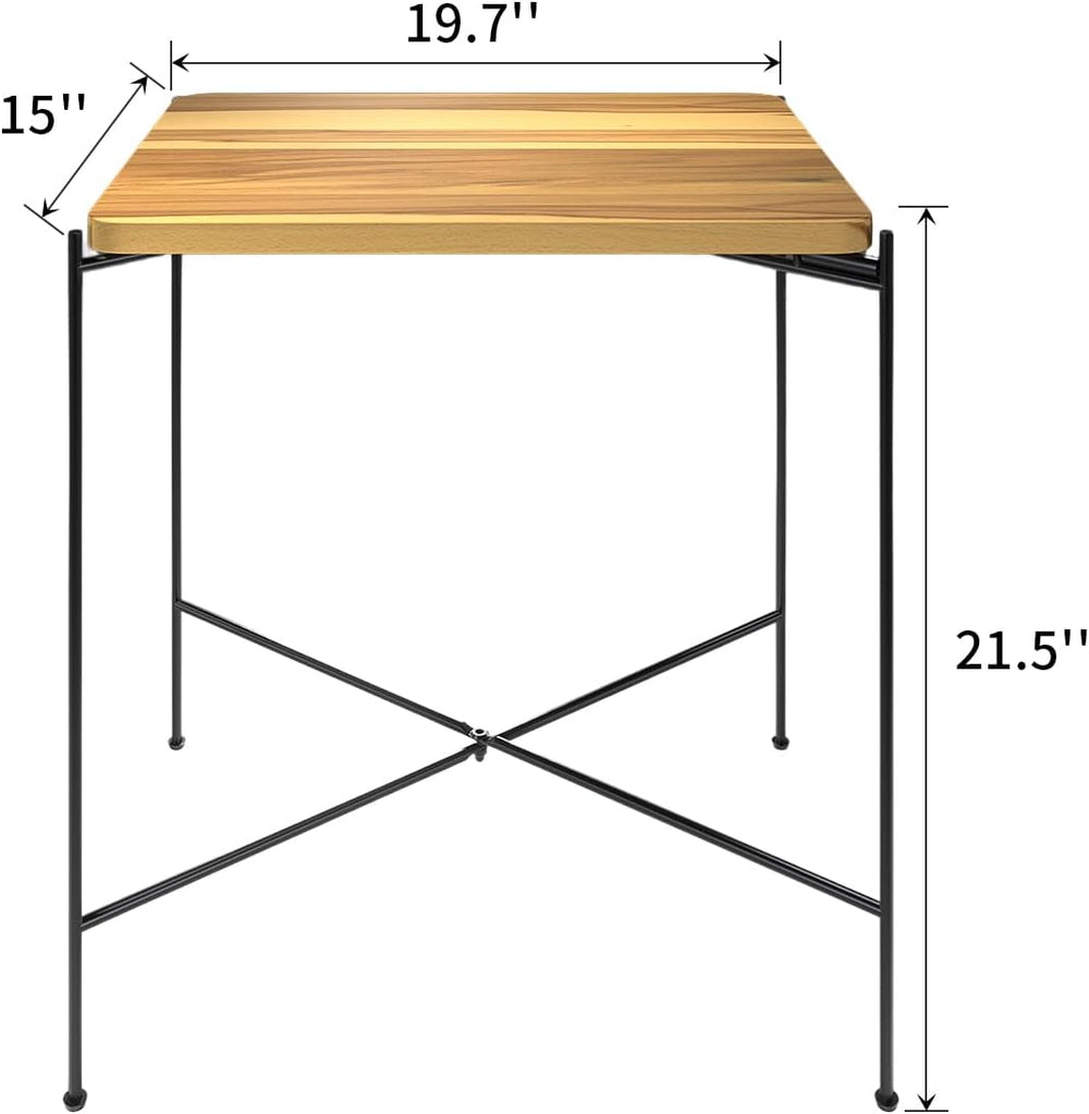 Side Table with Solid Wood Top, 20x15x22'', Tool-Free