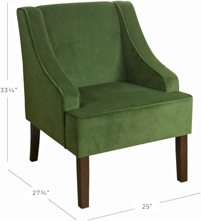 Velvet Swoop Arm Living-Room-Chairs, Dark Green