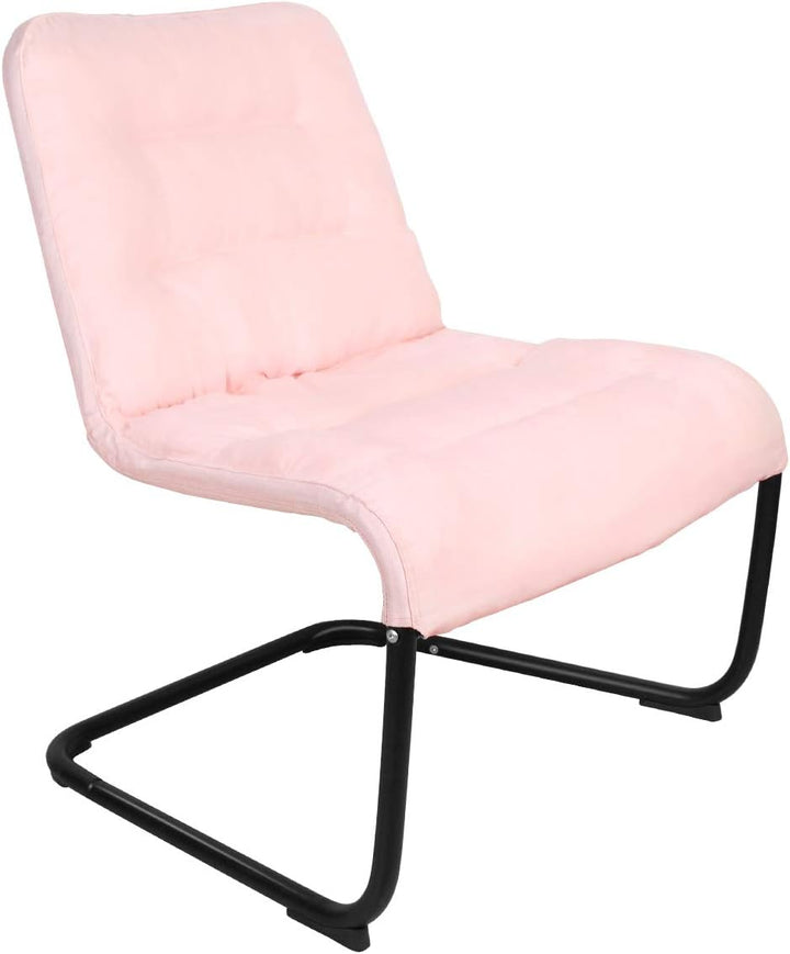 Upholstered Metal Modern Chair with Soft Cushion, Pink